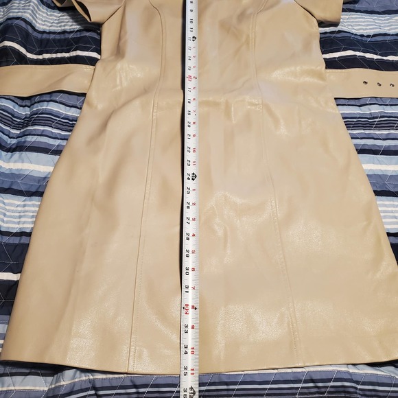 Molly Bracken La Collection Size M Belted Vegan Faux Leather Dress in Beige FLAW - Picture 13 of 16